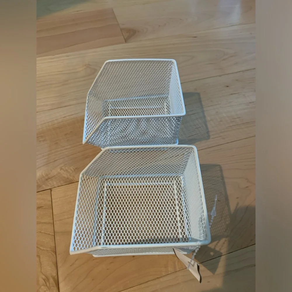 Container Store Stackable White Office Organizer Trays